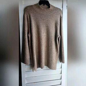 Max Studio Sweater Pullover Wool Blend Brown Mushroom Knit size  XL